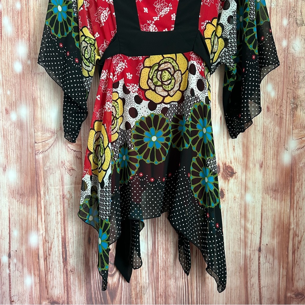 Vintage 90’s BISOU BISOU Maternity Kimono Sleeve Retro Floral Print Tunic Top - Picture 5 of 11